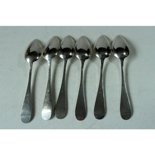 Metal 1910 - Art Nouveau Silver (German 800) Tea Spoons Hallmarked With Half Moon and Crown - Set of 6 For Sale - Image 7 of 11