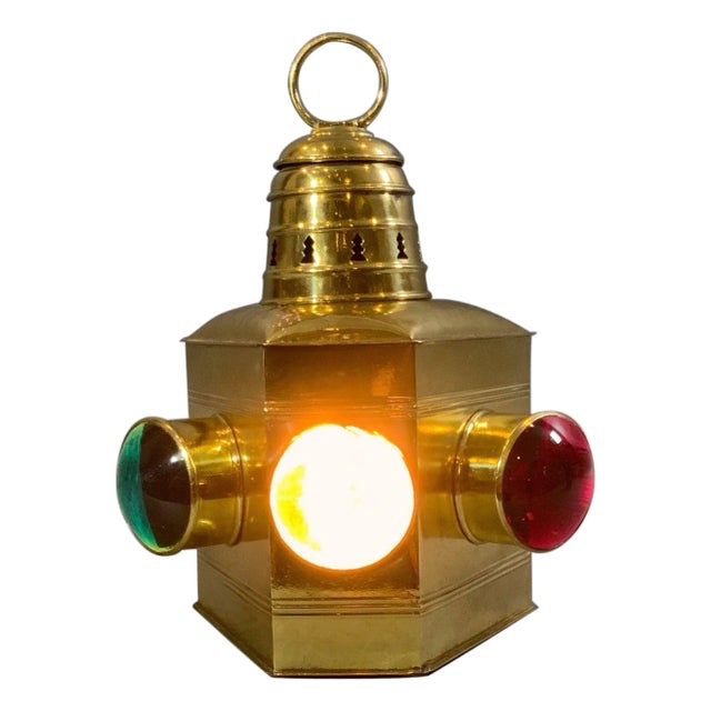 Solid Brass Three-Way Bow Lantern For Sale