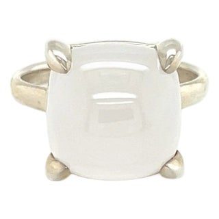 Tiffany & Co. Paloma Picasso Sugar Stacks Milky Quartz Sterling Silver Ring Size 6 For Sale
