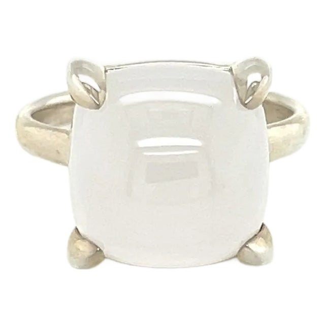 Tiffany & Co. Paloma Picasso Sugar Stacks Milky Quartz Sterling Silver Ring Size 6 For Sale