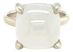 Tiffany & Co. Paloma Picasso Sugar Stacks Milky Quartz Sterling Silver Ring Size 6