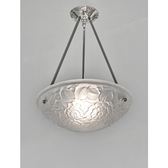 Art Deco French Art Deco Pendant Light by Cristalleries De Verdun Primaflore 1930 France - 2 Available For Sale - Image 3 of 10
