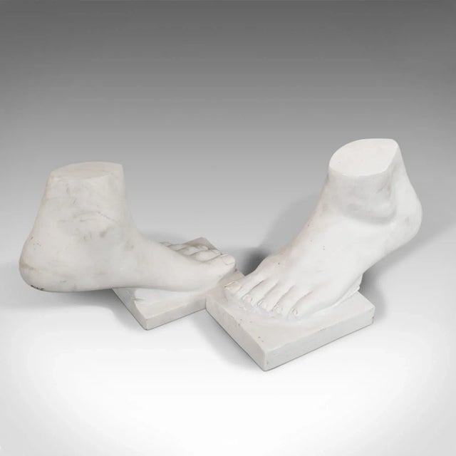 White 1950s "Two Left Feet" Marble Bookends - A Pair For Sale - Image 8 of 13