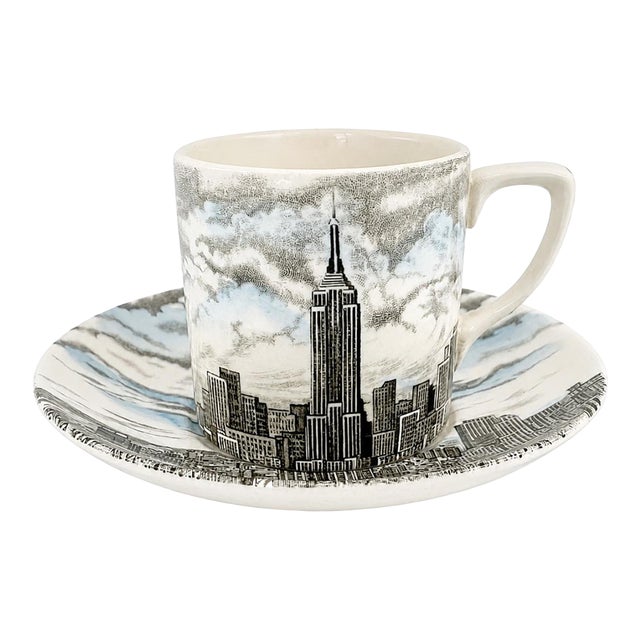 Vintage Johnson Brothers Empire State Building Nyc Demitasse Cup & Saucer For Sale