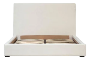Winter White Upholstered King Bed Frame