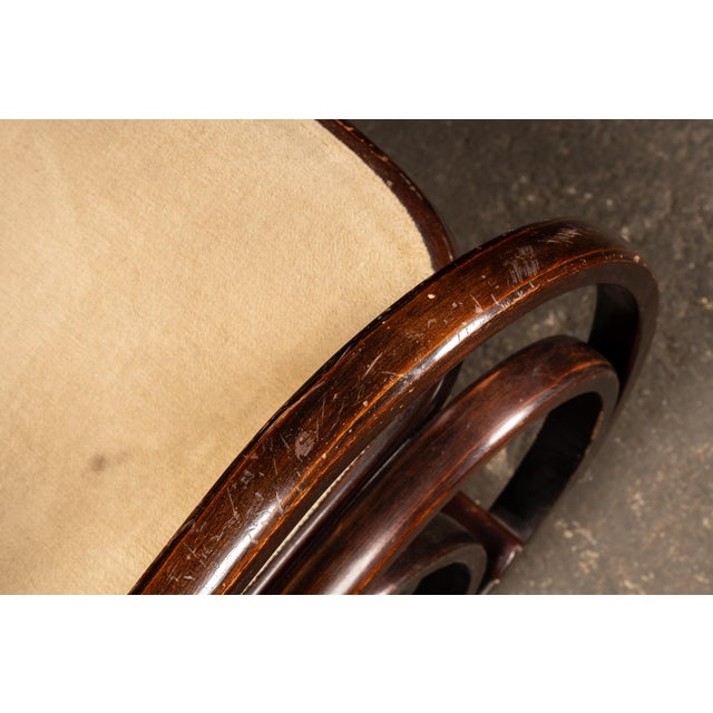 Antique Thonet-Style Bentwood Rocking Chair With With Upholstered Seating For Sale - Image 10 of 13