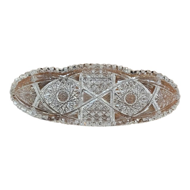 Late 19th Century American Brilliant Cut Glass Celery Dish For Sale