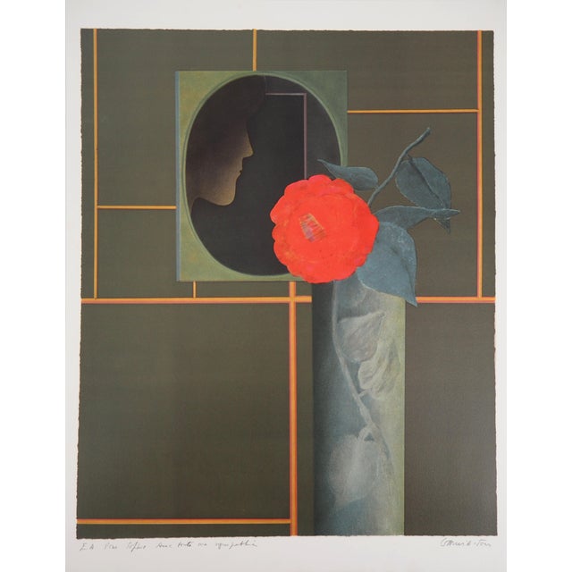Pierre Garcia-Fons, Woman in Profile with a Rose, Lithograph For Sale