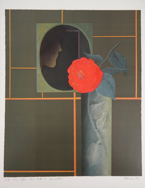 Pierre Garcia-Fons, Woman in Profile with a Rose, Lithograph