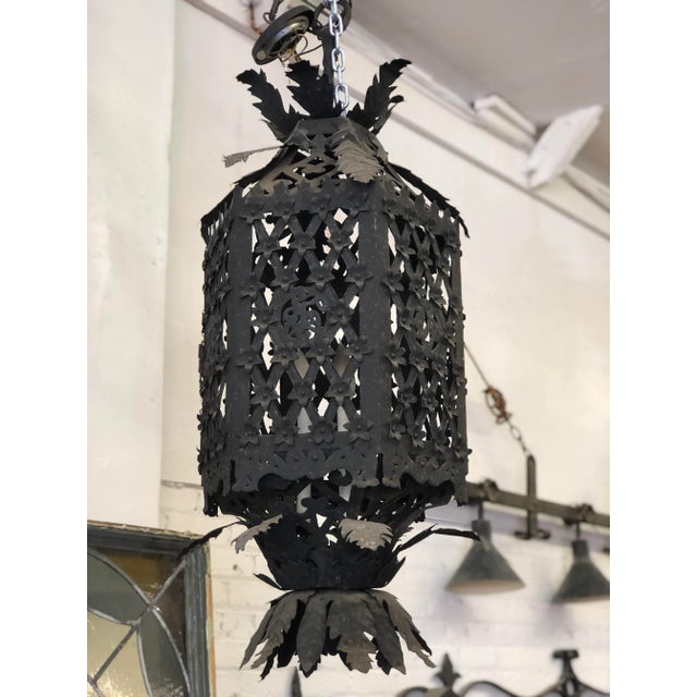 1920s Gothic Revival Spanish Iron Pendant Light Chandelier For Sale - Image 13 of 13