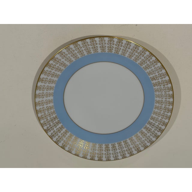 1950s 1950s Art Deco Rosenthal Germany Blue Edge Gold Trim Cup, Saucer ,Plate Marked - 3 pcs For Sale - Image 5 of 8