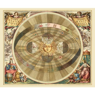 1660 Copernicus Heliocentric Model Baroque Multicolor Celestial Art Print by Andreas Cellarius — 24" X 20" For Sale