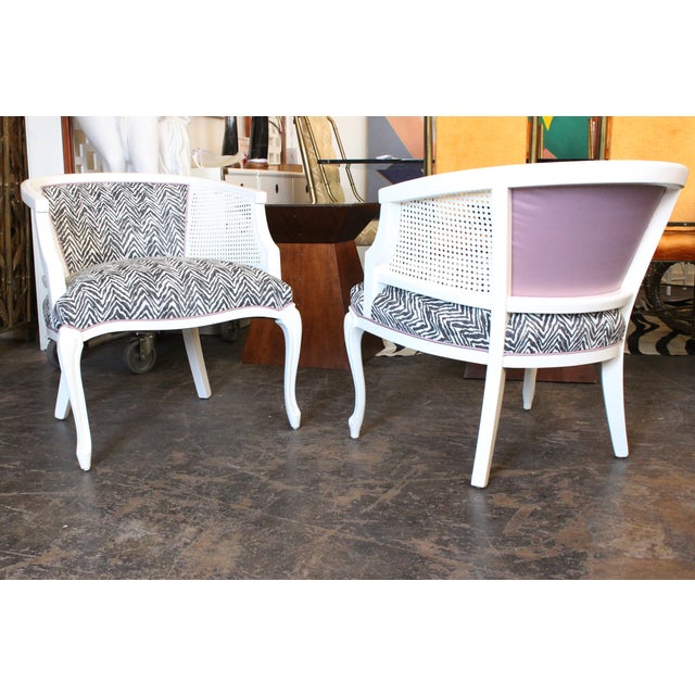 Newly Lacquered & Upholstered Cane Chairs A Pair Chairish