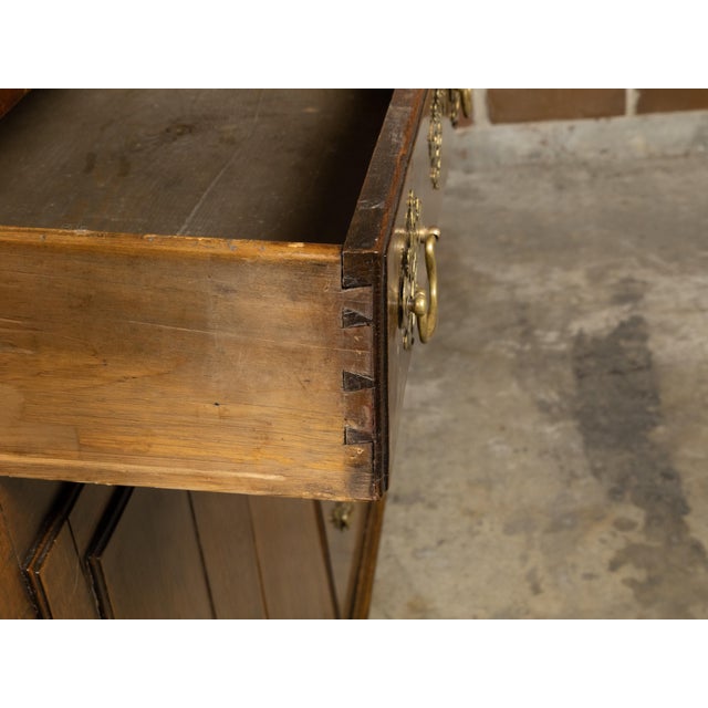 English 1820s Georgian Period Oak Dresser Base with Doric Semi Columns For Sale - Image 9 of 12