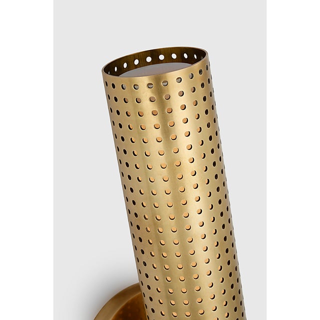 2020s Kelly Wearstler for Visual Comfort Signature Precision 18" Bullet Sconce in Antique-Burnished Brass with White Glass For Sale - Image 5 of 7