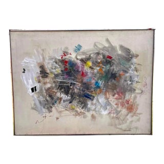 Mid 20th Century Pat Berger Abstract Oil Painting “Variations of a Theme #2” Sculptural For Sale