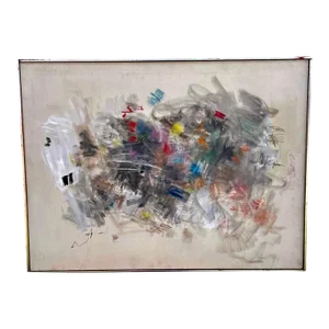 Mid 20th Century Pat Berger Abstract Oil Painting “Variations of a Theme #2” Sculptural