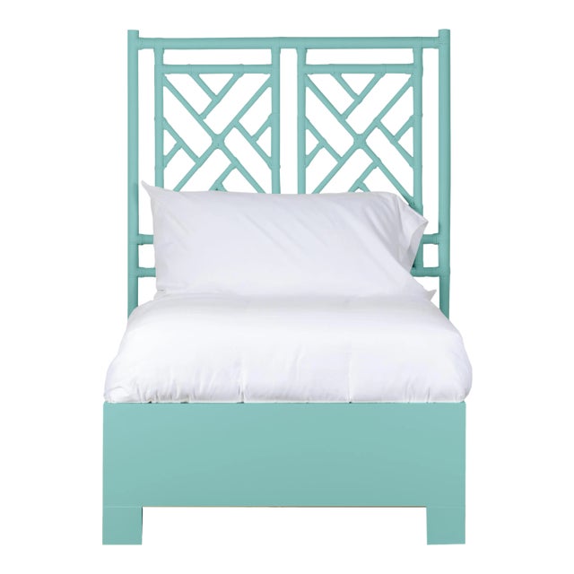 Chippendale Bed Twin Extra Long - Turquoise For Sale