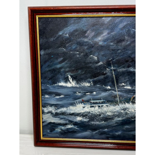 Nautical Oil Painting Kingston Peridot (H591), Fishing Trawler Tragedy Lost in the Arctic Gale, January 1968 Framed For Sale - Image 3 of 18