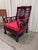 Chinese Vintage Chinese Rosewood Armchair With Hand-Carved Dragon Medallion and Red Silk Cushion For Sale - Image 3 of 10