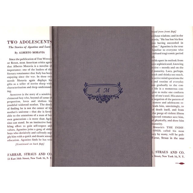MORAVIA, Alberto [268] pp. Farrar, Straus and Company 1950 8 1/4" x 5 1/4" Explores the complex minds of two youths...