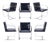 Brno Navy Leather Flat-Bar Chairs - Set of 6 For Sale