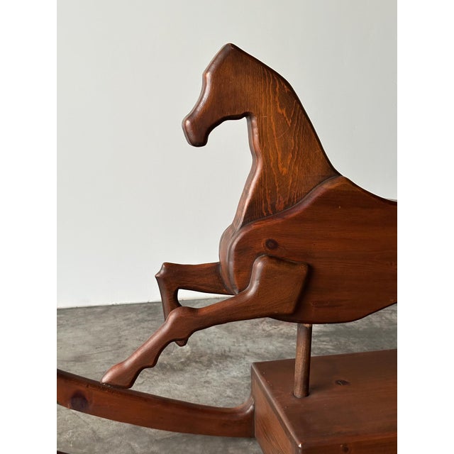 Mid 20th Century Handcrafted Mid 20th Century Sculptural Pine Rocking Horse For Sale - Image 5 of 18