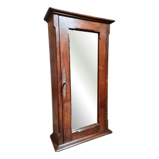 Antique French Walnut Wall Key Cabinet with Mirrored Door, Late 19th Century For Sale