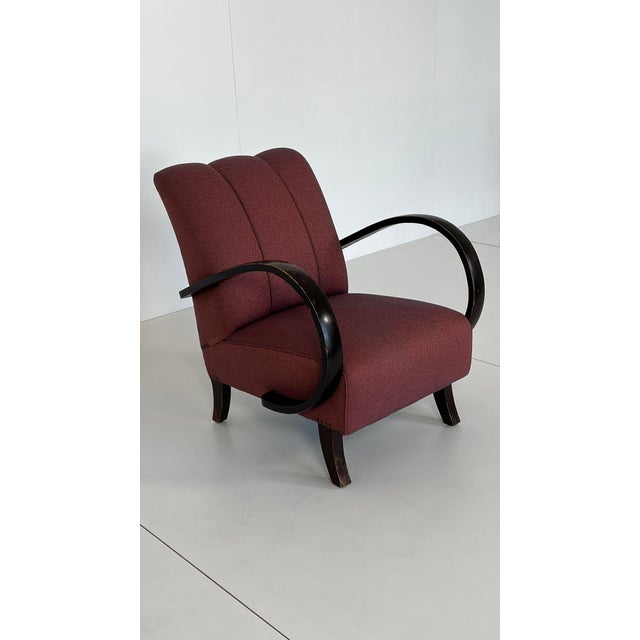 Mid-Century Modern Padded Armchair in the style of Jindřich Halabala, 1930s For Sale - Image 3 of 11