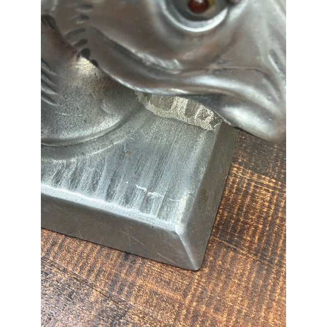 Arthur Court MCM Antelope Gazelle Bookends Silver Weighted Metal Amber Eyes For Sale - Image 9 of 11