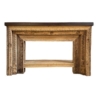 Vintage Indian Carved Moulding & Iron Console Table For Sale