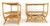 Pair Rattan Bamboo Grass Cloth Top Two Tier End Side Tables Stands Magazine Rack For Sale - Image 6 of 14
