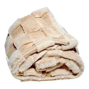 Contemporary Beige & Ivory Faux Fur Minky Throw (60" X 84")