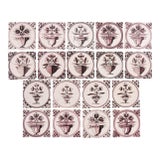 Set of 18 Mulberry Decorated Delft Tiles, C. 1700's For Sale