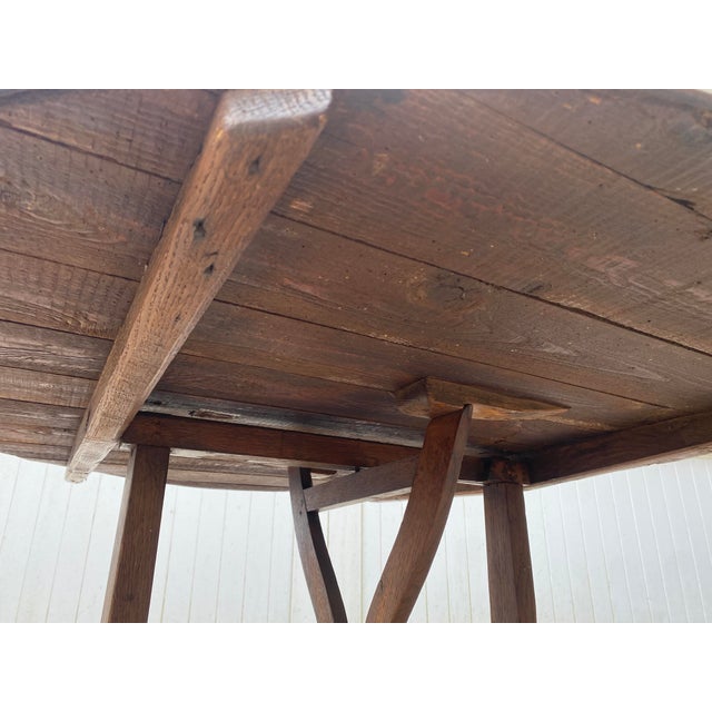 Brown Antique Round Winemaker's Target Folding Table with Tilting Top, 1890s For Sale - Image 8 of 18