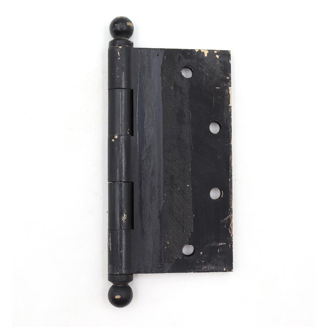 Vintage Brass 5 X 5 In. Black Ball Tip Butt Door Hinge For Sale - Image 4 of 4