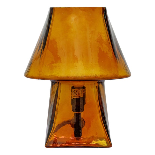 Luca Glass Mini Table Lamp, Amber For Sale