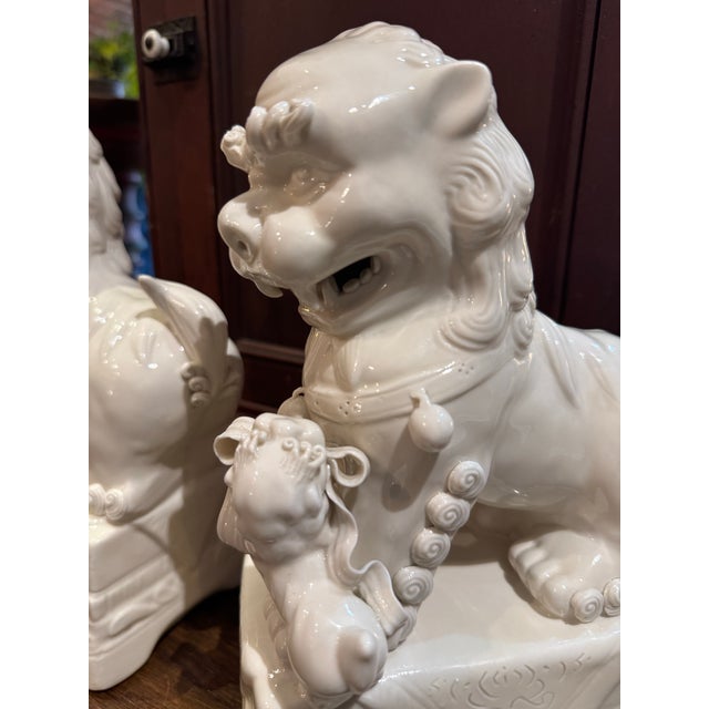 Pair Vintage Blanc De Chine Foo Dogs For Sale - Image 12 of 12