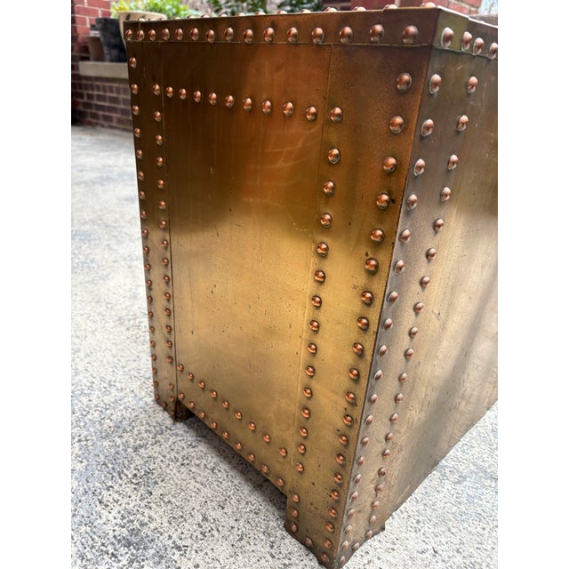 1970s Brass Campaign Style Nightstand in the Style of Sarried For Sale In Greenville, SC - Image 6 of 8