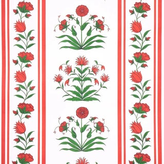 Schumacher x Marie-Anne Oudejans Poppy Stripes Wallpaper in Red For Sale