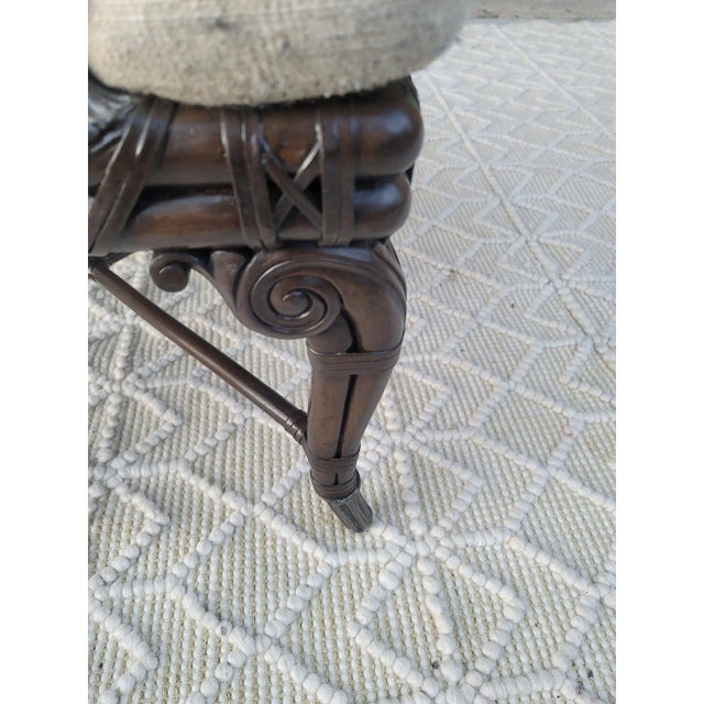 Early 21st Century Regency Style Faux Bamboo Armchairs With Pewter Colored Metal Accents - A Pair For Sale - Image 4 of 5