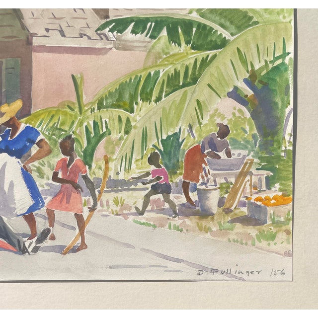 Diana Pulllinger (born 1908) "Nassau Street Scene" watercolor on paper mounted to board, Signed and dated 1956 lower...