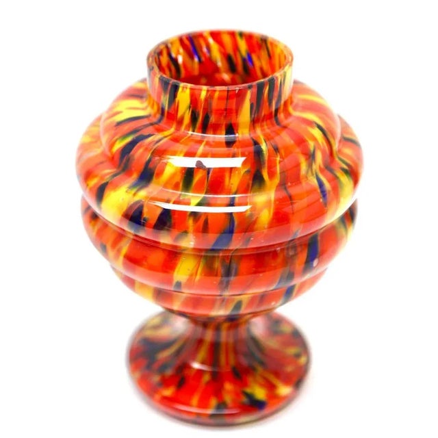Pique Fleurs Vase in Multi Color Decor with Grille, 1930s For Sale - Image 4 of 13