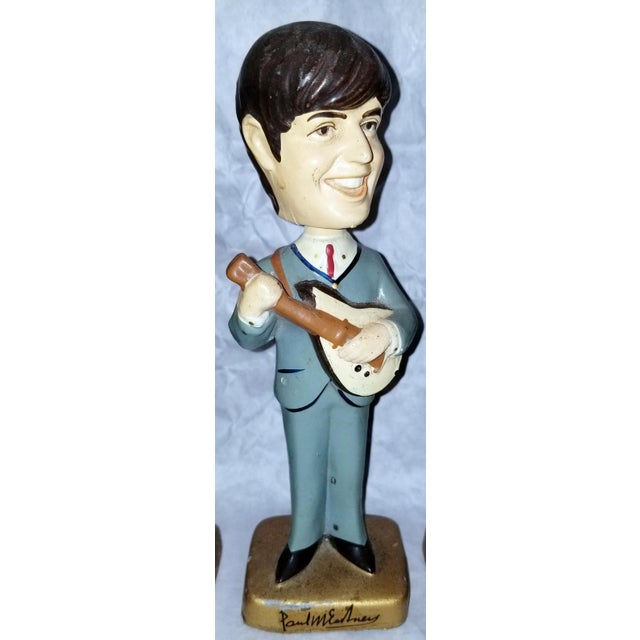 Contemporary Vintage Beatles Bobble Head Figurines and Bag, Set of 4 For Sale - Image 3 of 12