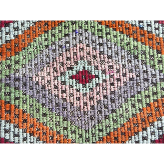 Brick Red 1960s Turkish Embroidered Kilim Rug - 83"x117" For Sale - Image 8 of 13