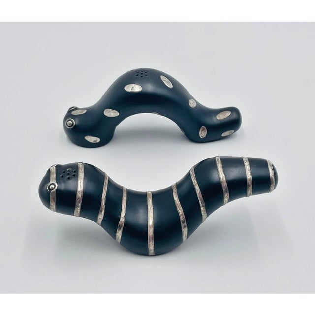 1980s 1980s Emilia Castillo Taxco Plata Pura Silver & Porcelain "Oruga" Sculptures, Pair For Sale - Image 5 of 18
