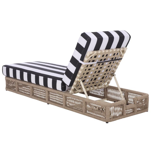 Transitional Gillian Chaise Lounge, Heather Tan/Black Stripe For Sale - Image 3 of 12