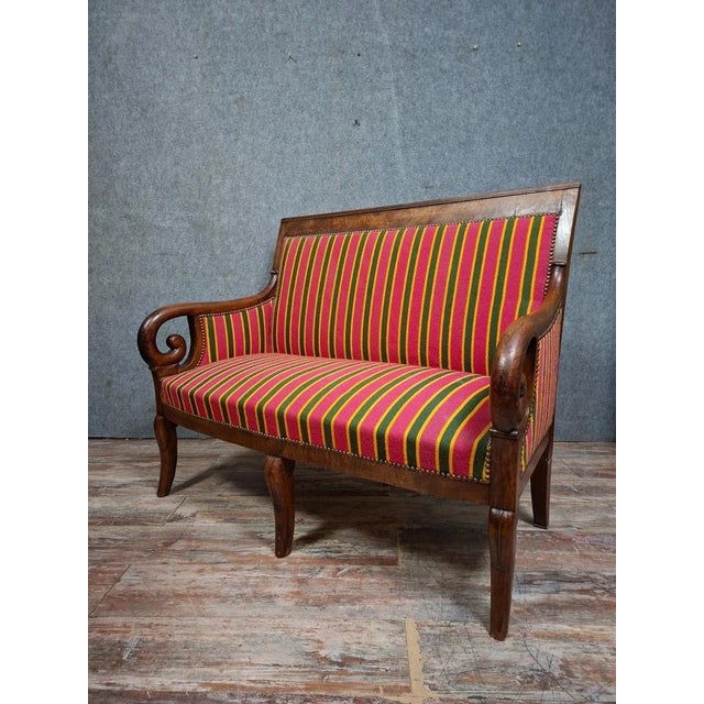 Red Small Restoration Sofa in Walnut For Sale - Image 8 of 10