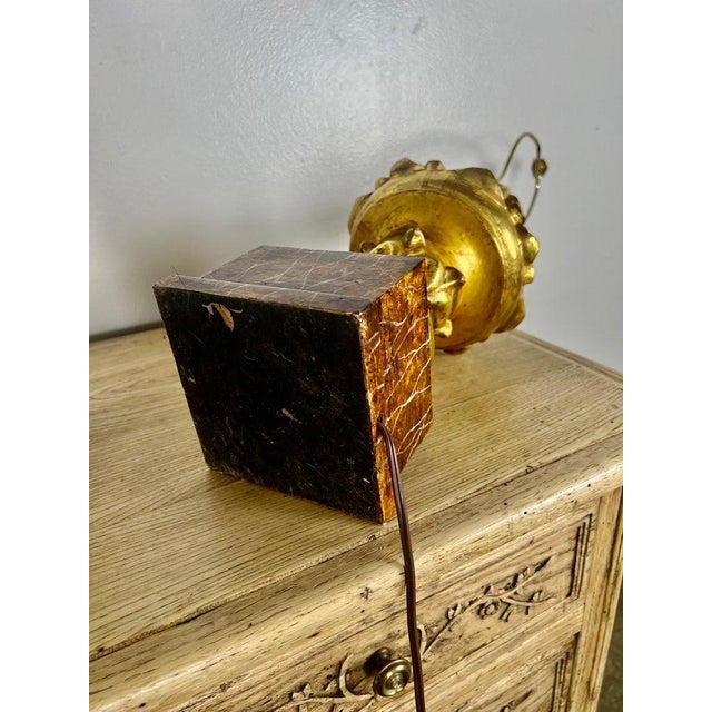 Pair of Italian Giltwood Carved Lamps on Faux Marble Bases For Sale - Image 10 of 10