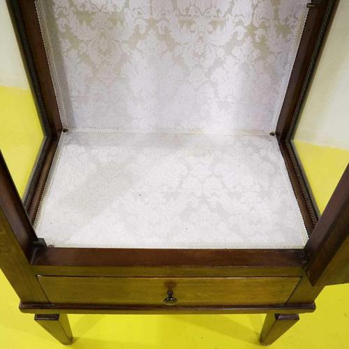 Brown Wooden Display Cabinet with Glass Inserts and Inlays For Sale - Image 8 of 16